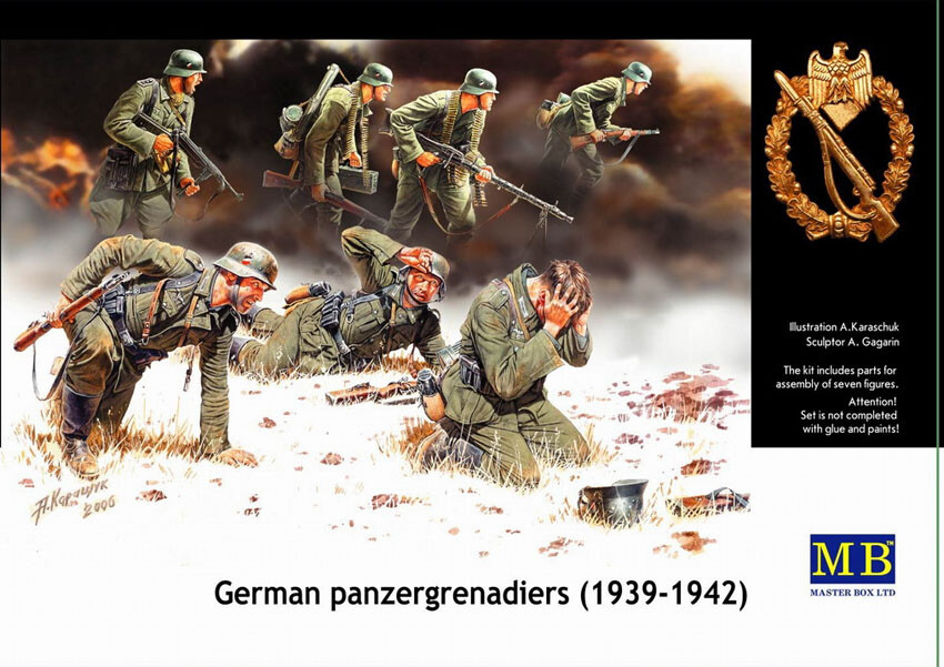Masterbox German Panzergrenadiers 7 Figures WWII 1/35 Scale Model Kit - Unpainted & Unassembled