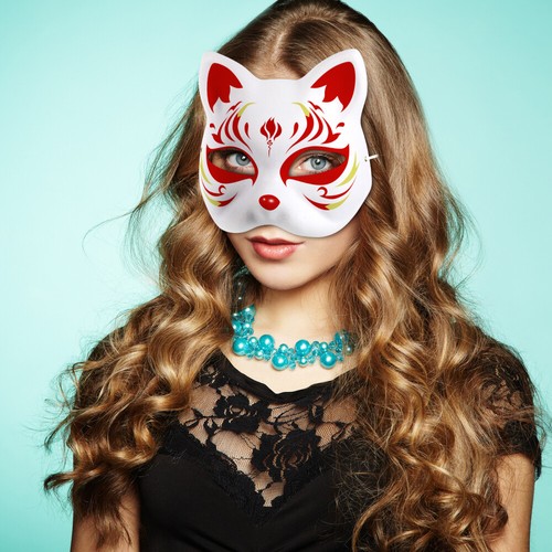 10 Pcs Half Costume Cat Masks Blank Paper Child Miss Masquerade Diy - Picture 9 of 12