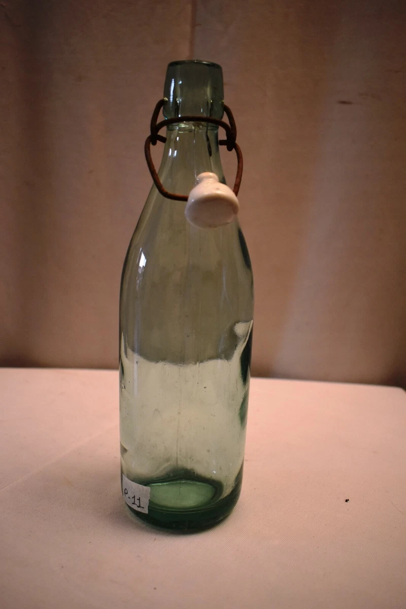 Antique Glass Bottle Clear Swing Top Closure Beer Or Mineral Water Collectibl"11
