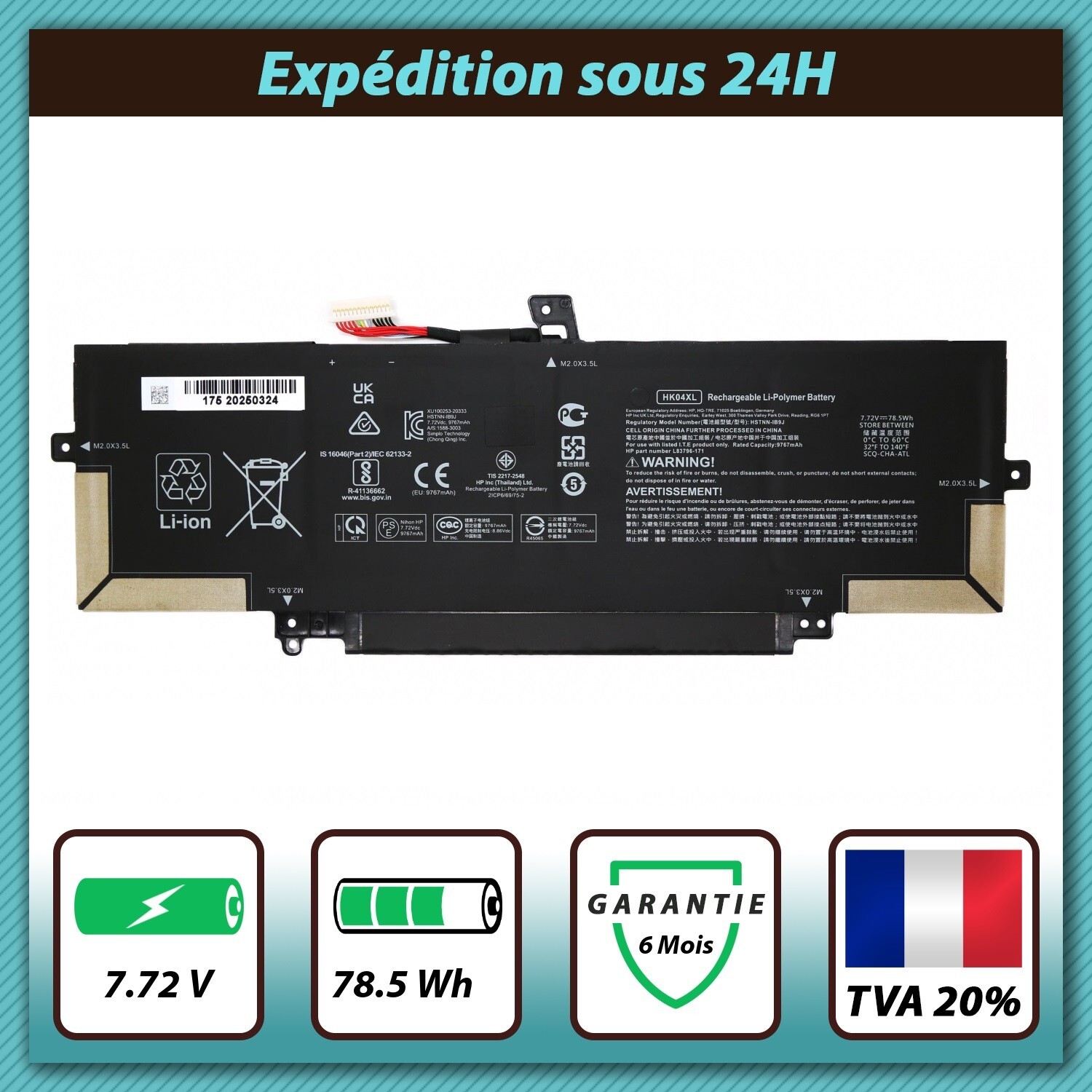 Batterie pour HP HK04XL l'autonomie idéale pour travailler en voyage de train