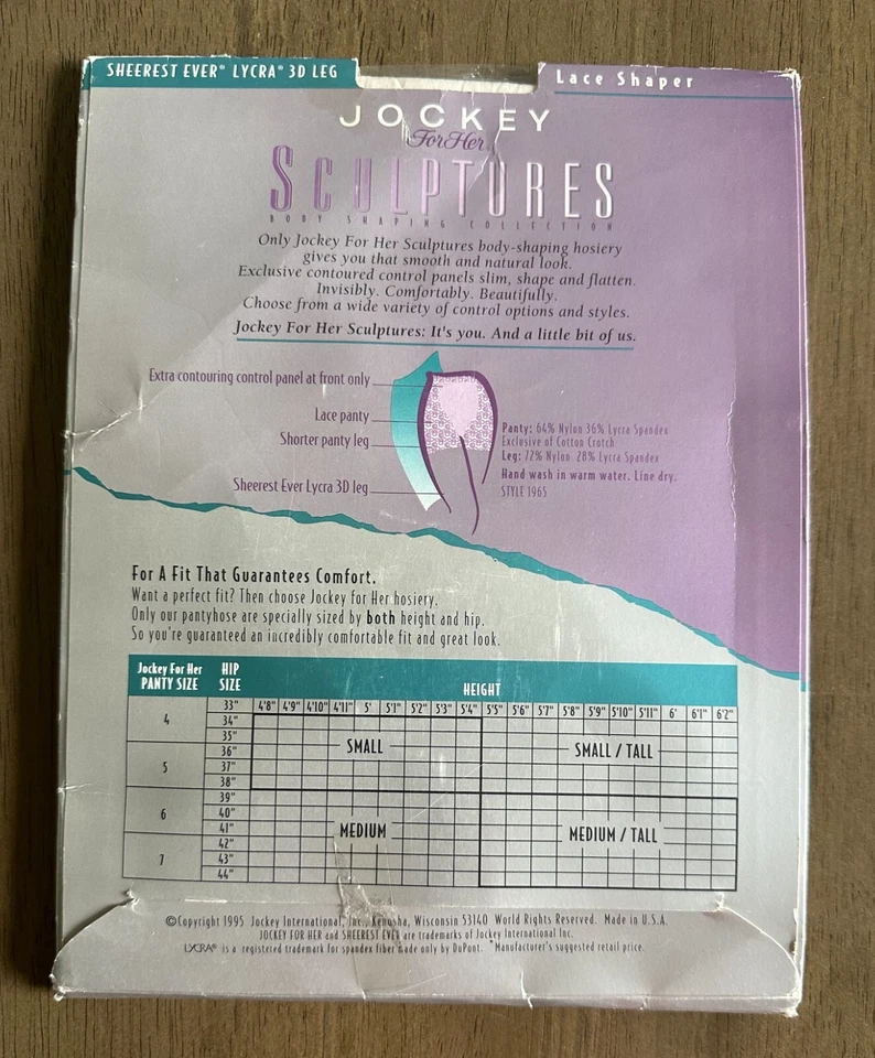 Meia-calça modeladora de renda vintage 1995 Jockey for Her pequena alta branca antiga nova sem etiquetas - Imagem 2 de 2