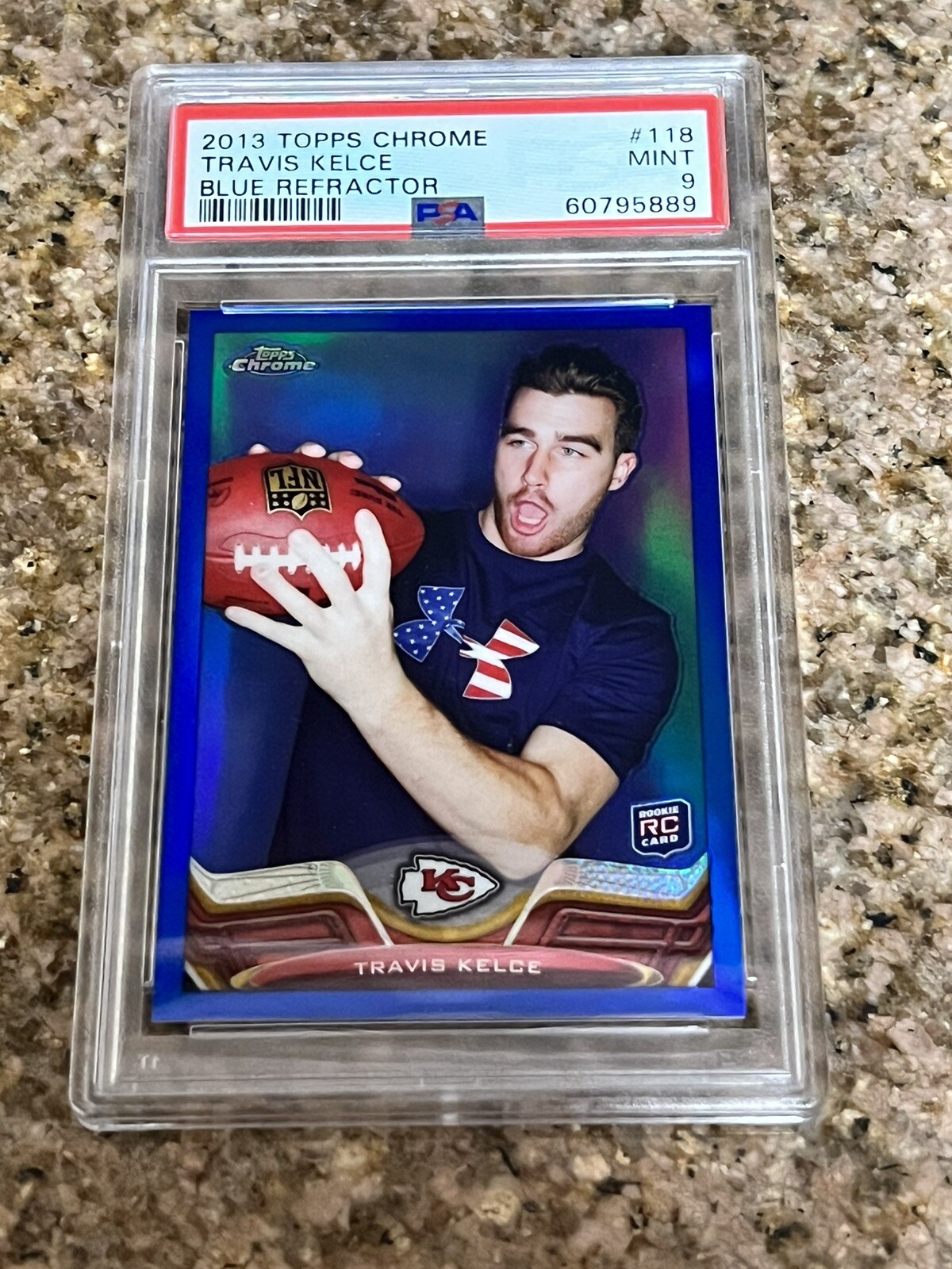 2013 Topps Chrome Blue Refractor Travis Kelce Chiefs RC Rookie /199 PSA 9