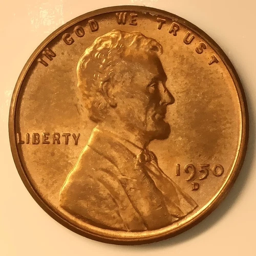 1950 D Lincoln Wheat Cent #05b Almost Uncirculated Rare Coin