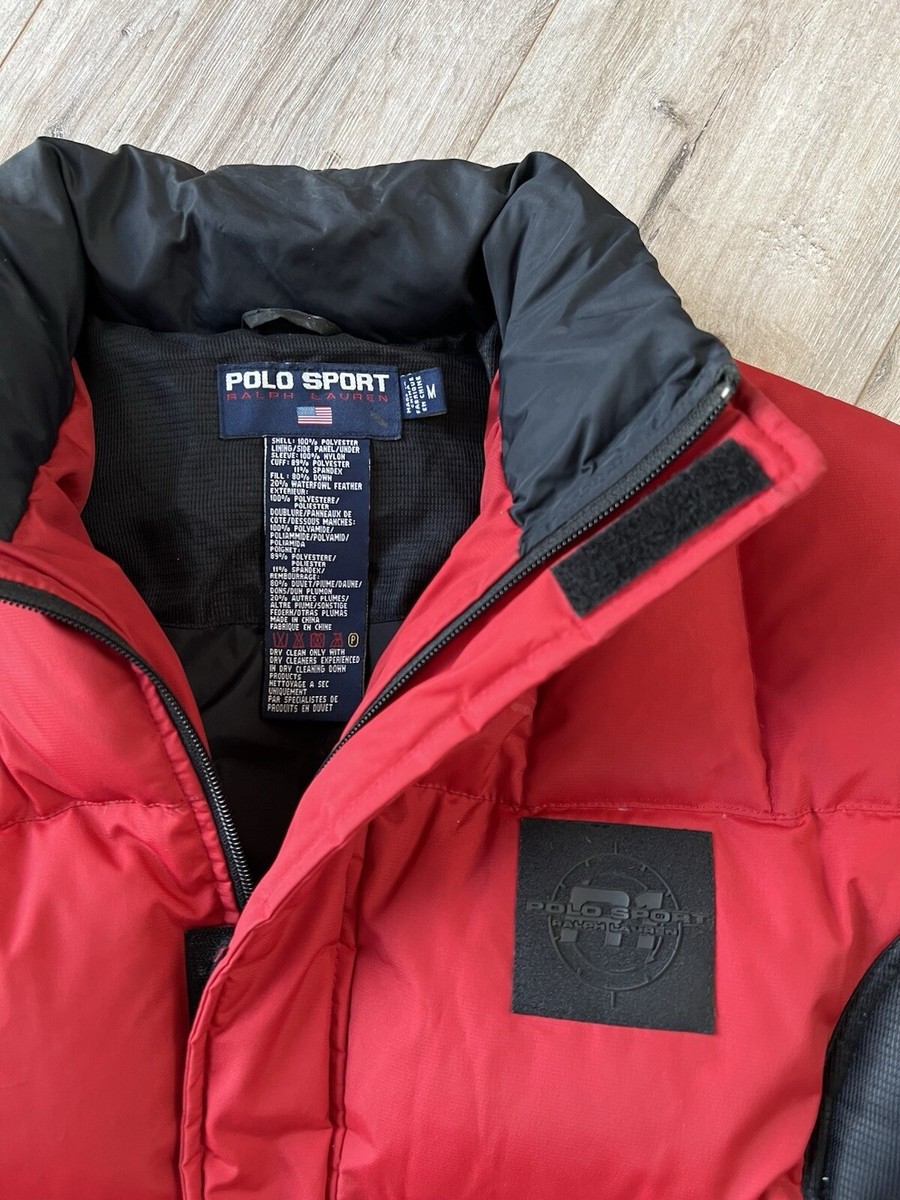 RALPH LAUREN Jacket Down Puffer Vintage Polo Sport 90s Red RALPH LAUREN Jacket Down Puffer Vintage Polo Sport 90s Red