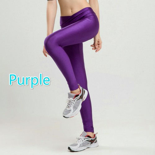 Lady Sport Leggings Shiny Skinny Stretchy Fitness Yoga Pants Trouser Casual Slim - Picture 5 of 28