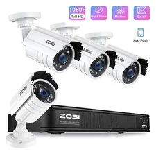 ZOSI 8 Channels 1080p H.265+ Home Security Camera System Outdoor Motion Alerts