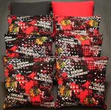 All Weather made w Chicago BLACKHAWKS Fabric 8 ACA Reg Cornhole Bean Bags