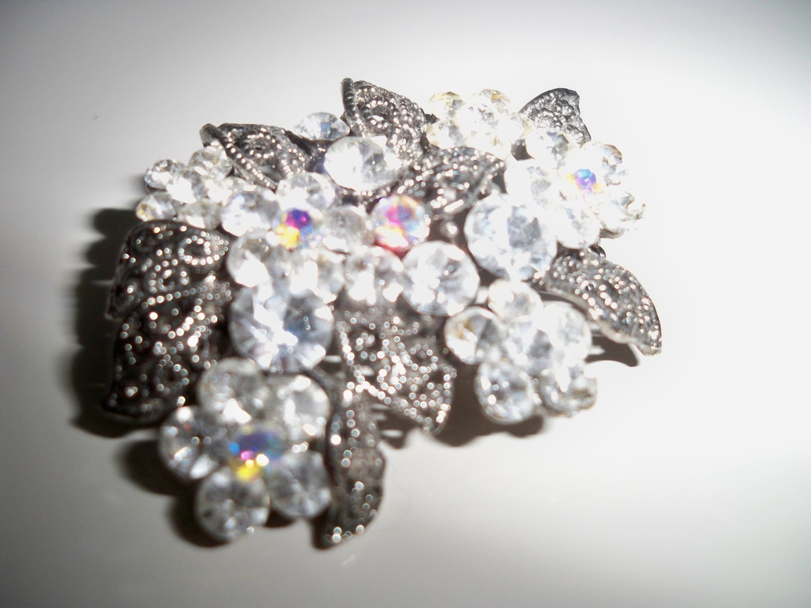 Silvertone Scrollwork and Rhinestones Fashion Bro… - image 10