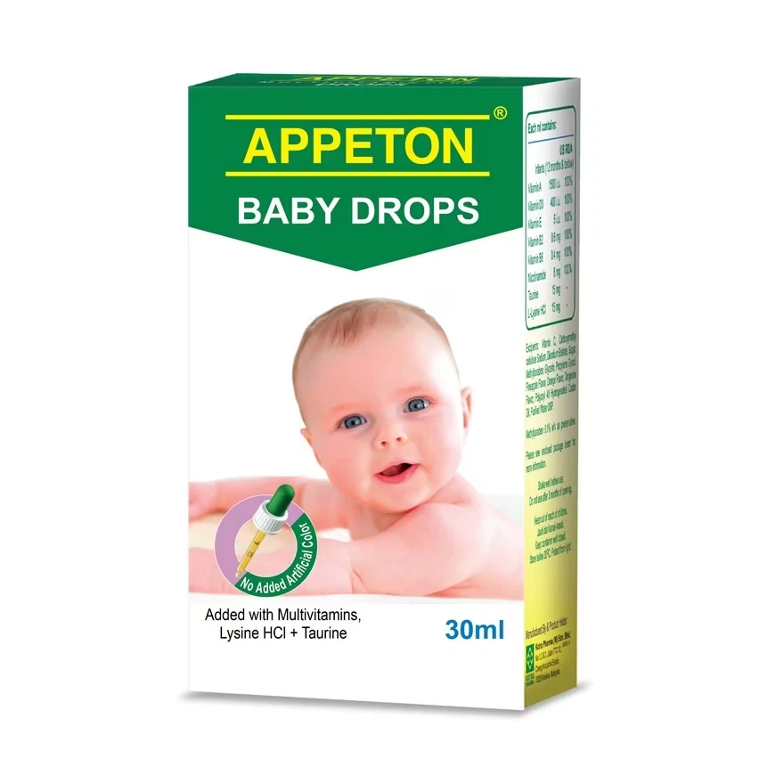 Gotas multivitamínicas para bebés APPETON 30 ml x 4 paquetes de lisina y taurina crecimiento saludable Foto 3 de 4