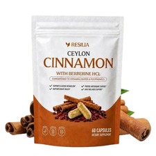 Resilia Ceylon Cinnamon Capsules 60 Count Plant Extract Nutritional Capsules