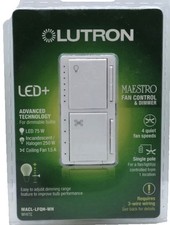 Lutron MACL-LFQH-WH Maestro Fan Control and Light Switch Dimmer White NEW!
