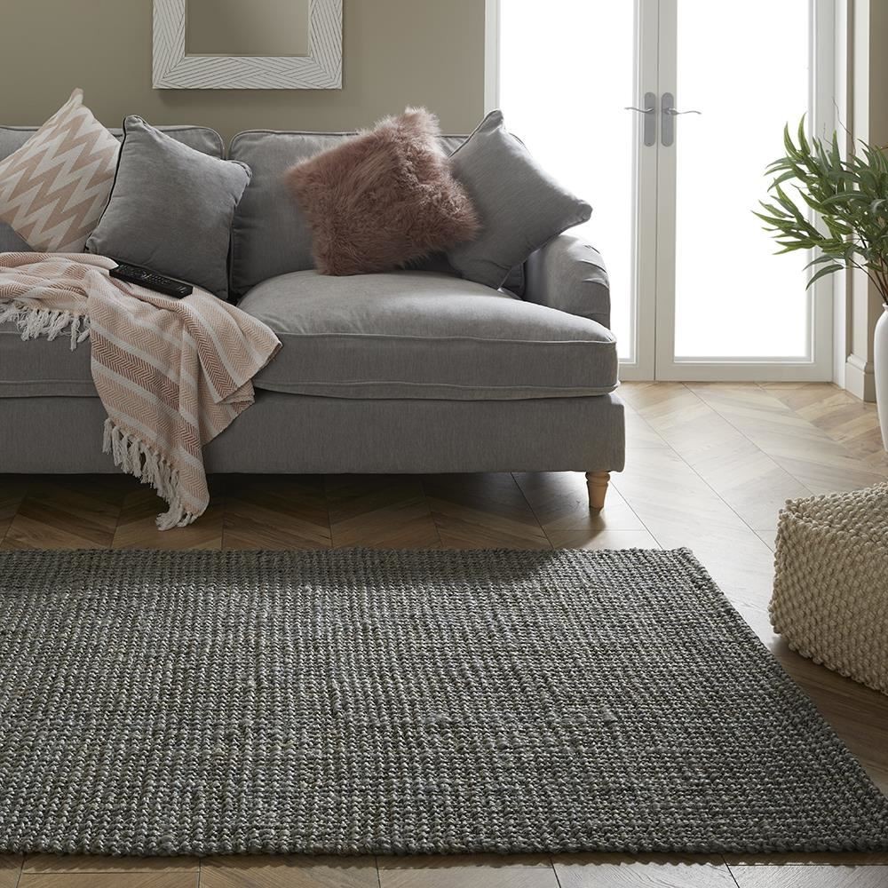 Whitefield Grey Jute Rug 120 x 170cm - Image 2