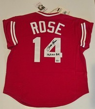 Pete Rose Signed Auto Reds Mitchell Ness Authentic Jersey w/1963 NL ROY Beckett