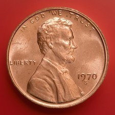 1970-S Lincoln Memorial Cent Large Date Gem Red BU Penny US Coin FAST S&H