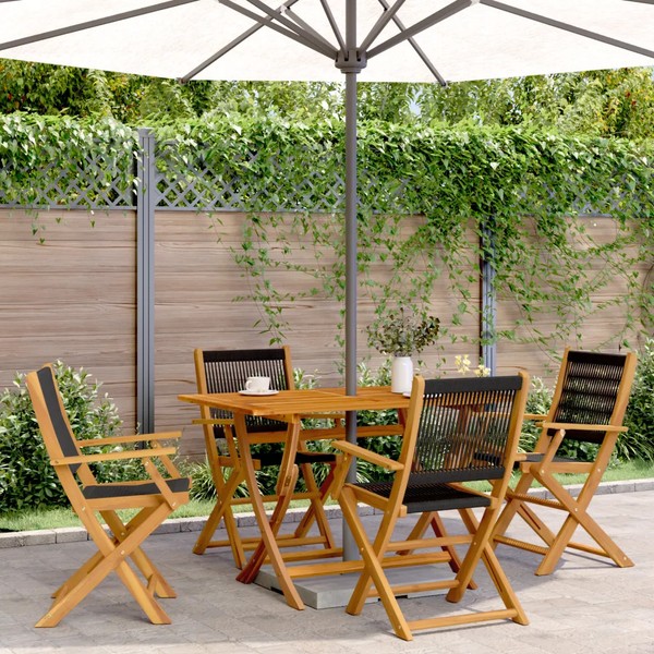 GartenstüHle 4 StüCk Klappbar Schwarz Massivholz Akazie Balkon Terrasse-image
