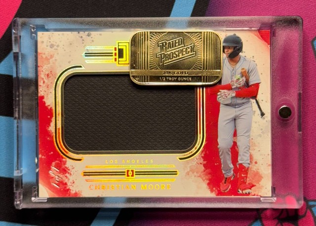 2025 Impeccable Christian Moore 14K Gold 1/2 Troy Ounce #1/1 Error Card Angels