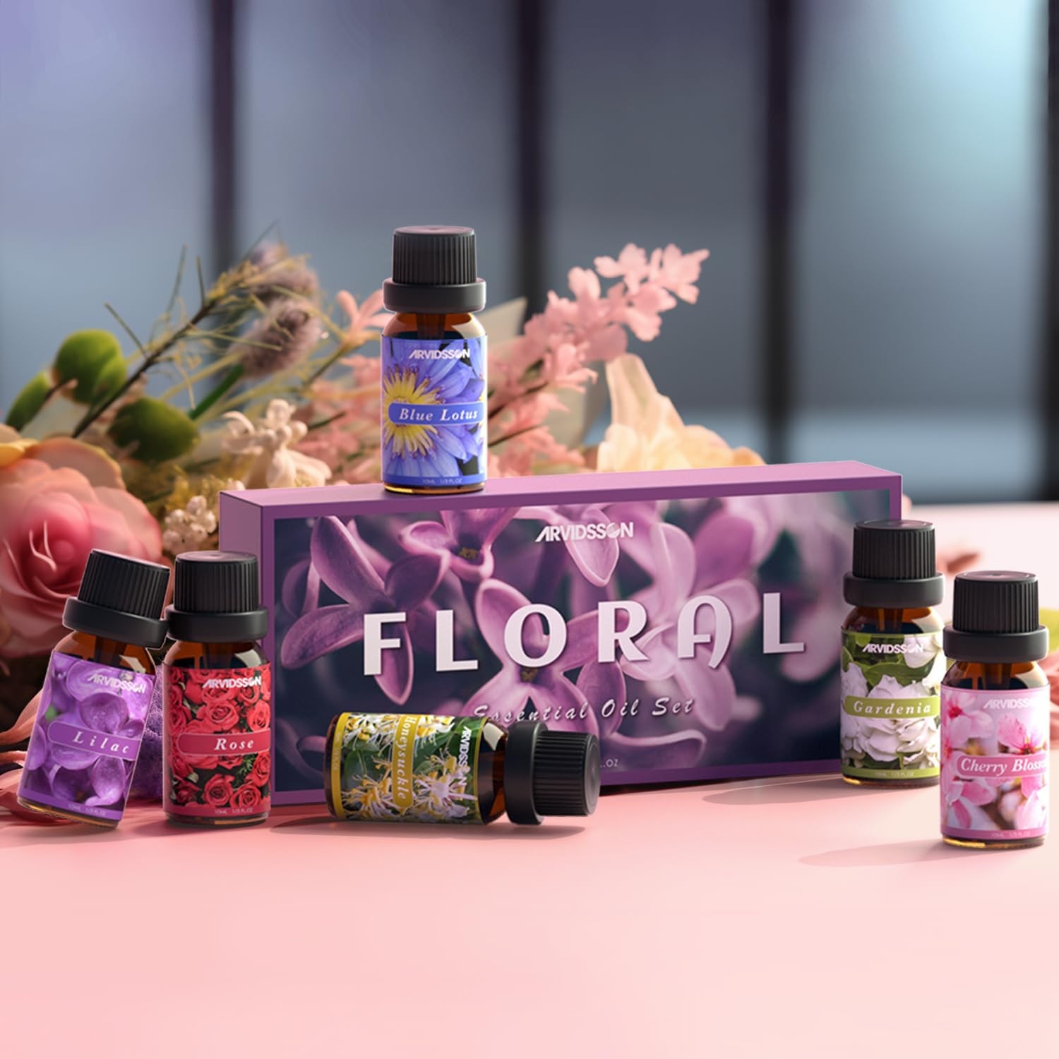 Floral Essential Oils Set, Natural Flower Essential Oil Gift for Women - Rose... thumbnail 6