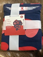 Kids 2 Piece Sleep Set Valentines Day Hearts Matching Pajama Navy NWT Size 8 M