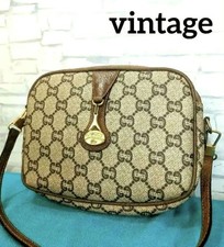 Gucci GG Pattern Vintage Small Shoulder Bag Leather Brown Authentic