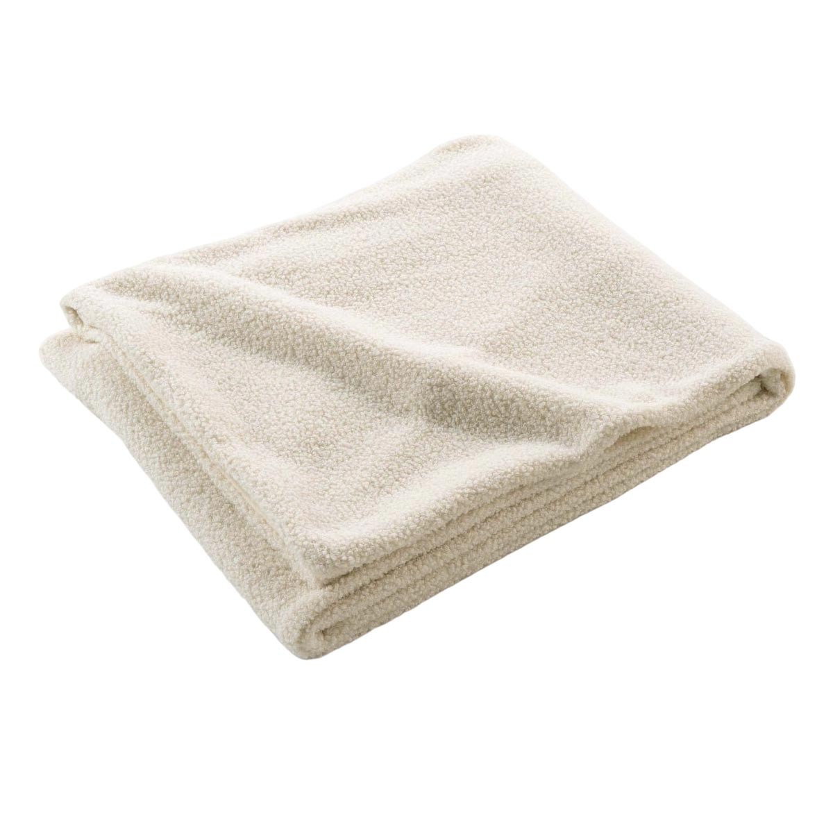 Plaid bouclette Wooly 180x220cm naturel jeté de canapé grande taille