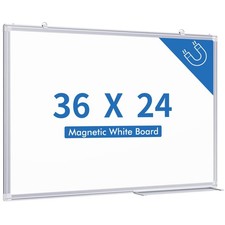 TRIPOLLO Magnetic Dry Erase Whiteboard 36 x 24 in Aluminum Frame Silver