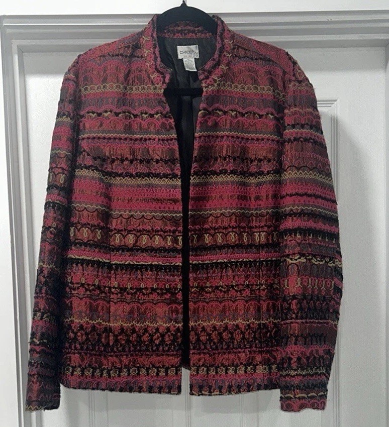 Chico's Multicolor Patterned Open Jacket Chico's … - image 1
