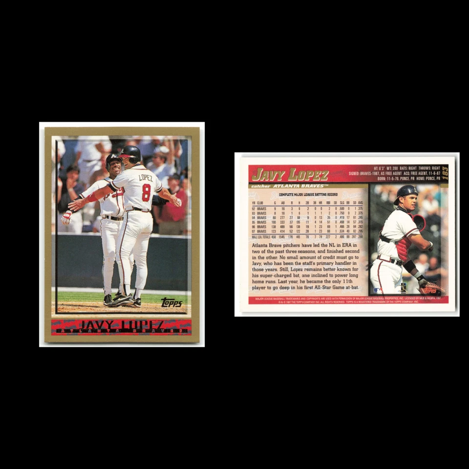 Javy Lopez #183 1998 Topps Atlanta Braves Baseball Card MLB NM - Image 3 of 3