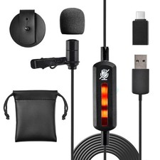 Pyle USB Lavalier Lapel Microphone USB C Adapter, Cable Wrap Plug