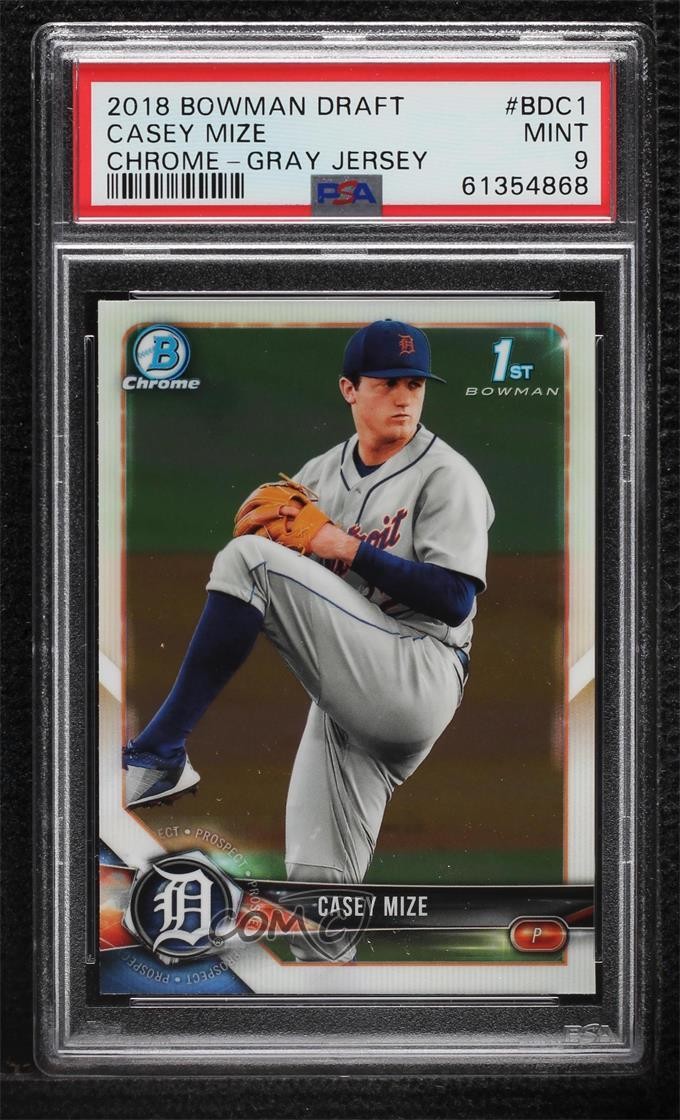 2018 Bowman Draft Chrome Casey Mize (Gray Jersey) #BDC-1 PSA 9 MINT 00l8