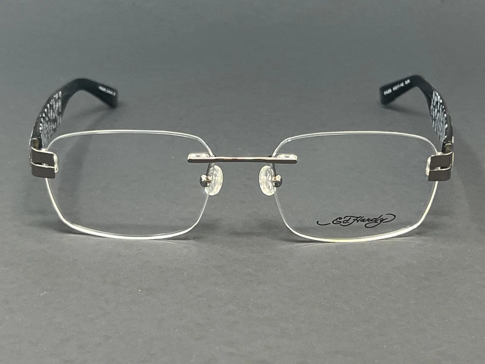 Ed Hardy EHL823-GUN Gunmetal 53 mm Para hombres Anteojos Cuadrados Sin Montura Estampado de Calaveras Foto 2 de 4