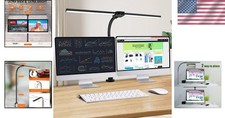 LED Desk Lamp for Home Office - 24W Bright Double Head Desk Light with Clamp ...