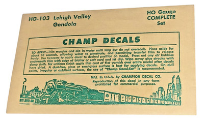 Champ Decals HG-103 Lehigh Valley Gondola - HO Scale