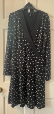 White House Black Market Dress Size 14 Black / White Print With Crossover Front