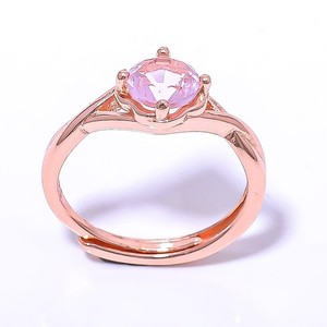 Authentic Rose Quartz Gemstone Rose Gold Plated Ring Adjst RC7380-4