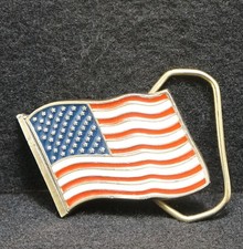 WG09110 GOOD VINTAGE 1991  AMERICAN U.S.A. FLAG  PATRIOTIC FASHION BELT BUCKLE