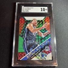 2019-20 Panini Mosaic Luka Doncic Will to Win Mosaic Green Prizm SGC 10