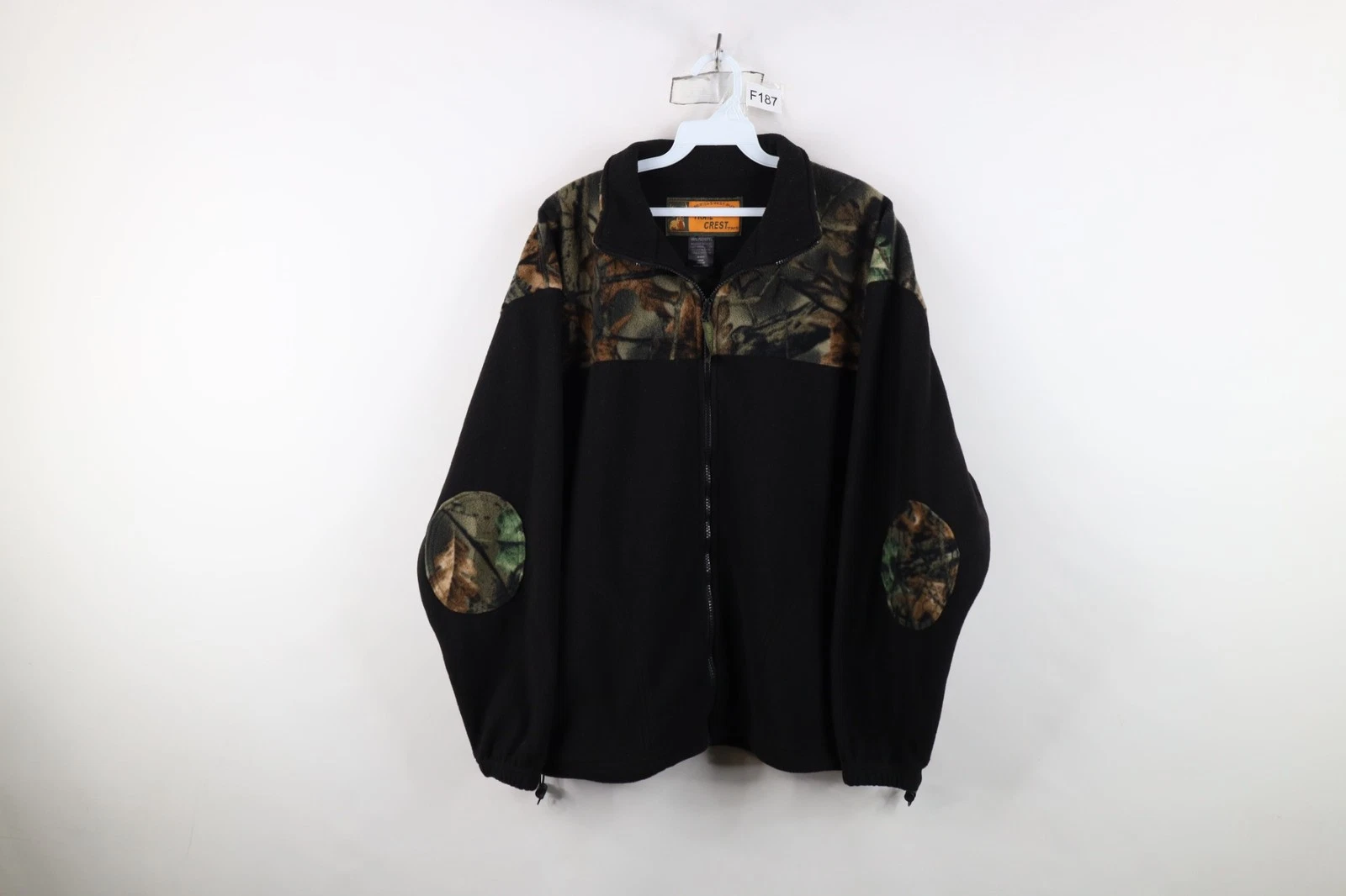 Vintage 90s Y2K Streetwear Mens Large Elbow Patch Camouflage Fleece Jacket Coat