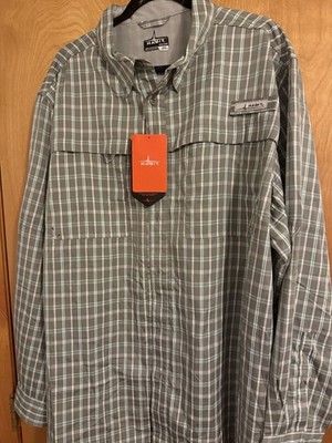 Habit NWT Longsleeve Lightweight Vented Shirt Mens 2XL UPF 40 Grey Plaid Pockets