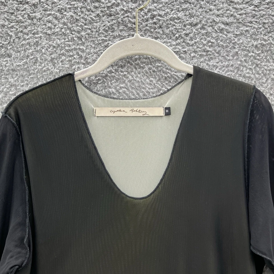 Vestido Cynthia Ashby Mediano Negro Verde Malla Superposición Relajado Lagenlook En Capas Foto 4 de 4