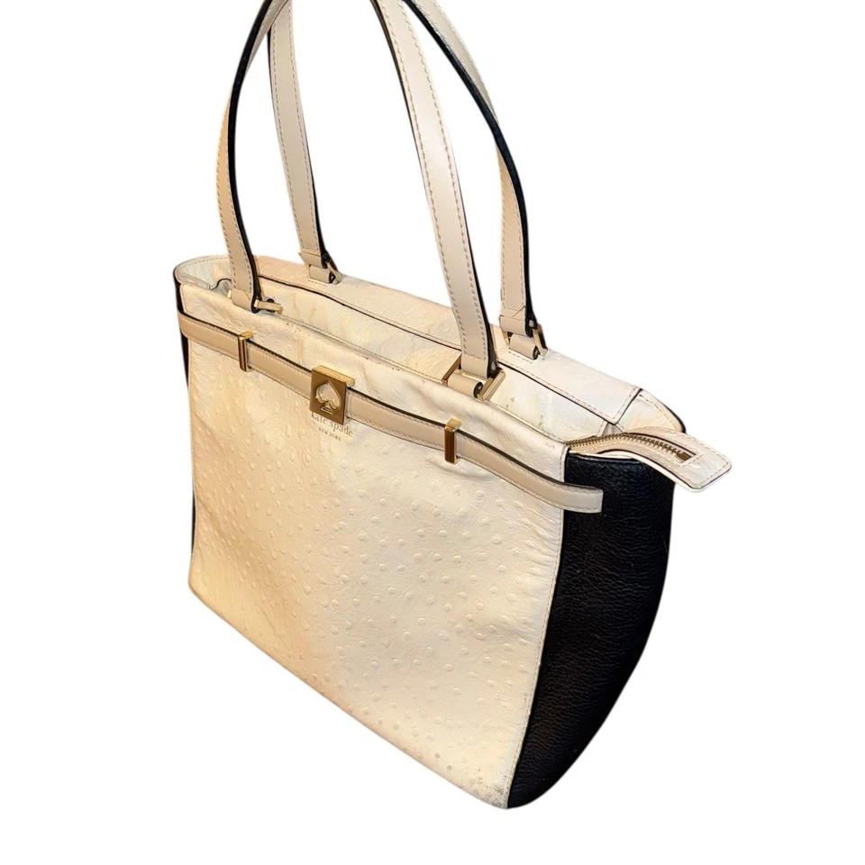 Сумка с короткими ручками наплечная Kate Spade New York Houston Street тисненая страусиная на молнии сверху - Изображение 4 из 4