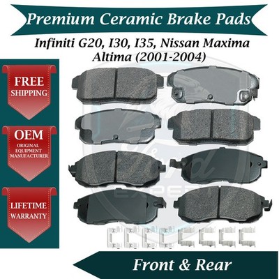 Akebono OEM Front & Rear Brake Pads For 2001-2004 Nissan Infiniti 10 Yr Warranty