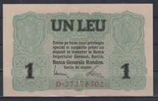Romania   Rumenien 1917 WI German Occupation 1 Lei  XF++AU & 365