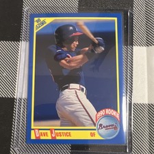 Score 1990 Baseball Dave Justice Rookie #650 Atlanta Braves MLB Card. rookie card picture