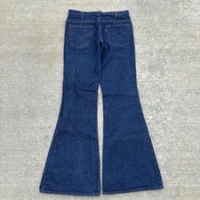 1970s Levi's 684 Orange Tab Men's Dark Blue Denim Bell Bottom Flared Jeans