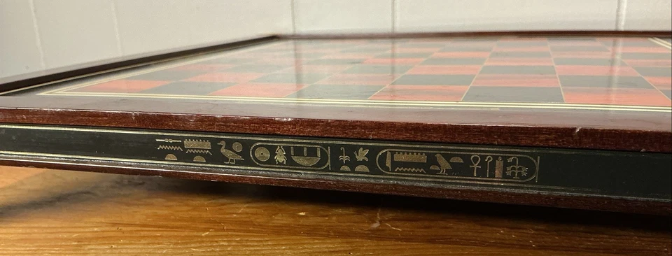 King Tutankhamen Egyptian Chess Board, Hardwood, Metal Feet, 15.5” Square, 2.5”H - Image 4 of 4