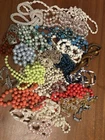 Lot Of Vintage Costume Jewelry Stringed Necklaces For Crafting 2lbs.