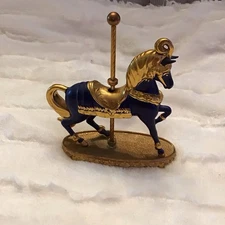 Franklin Carousel Horse Blue Gold World of Carousel Porcelain 