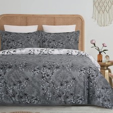 YEPINS Soft Bedding Duvet Cover Set with Zipper Closure Queen, Grey Paisley
