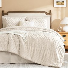 Beige King Size Comforter Set with Sheets - 7 Pieces Bed in a Bag King Boho