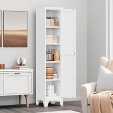 Metal Kitchen Pantry Storage Cabinet with Lockable Door Adjustable Shelves